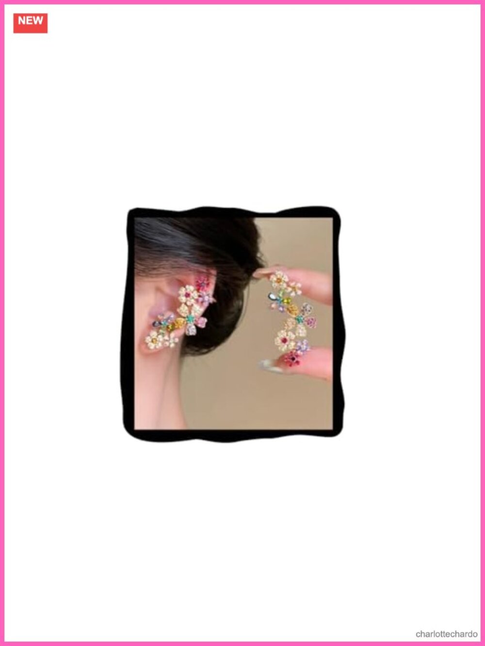 Crystal Floral Ear Cuffs Multicolor Fairy Ear Crawler Set